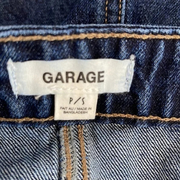 GARAGE Button Front Jean Skirt Blue Dark Wash Denim Mini Pockets Y2K Vibe S - Picture 6 of 9